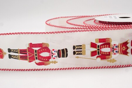 Cremefarbenes/rotes klassisches Weihnachts-Nussknacker-Drahtband_KW0437GC-2R-7